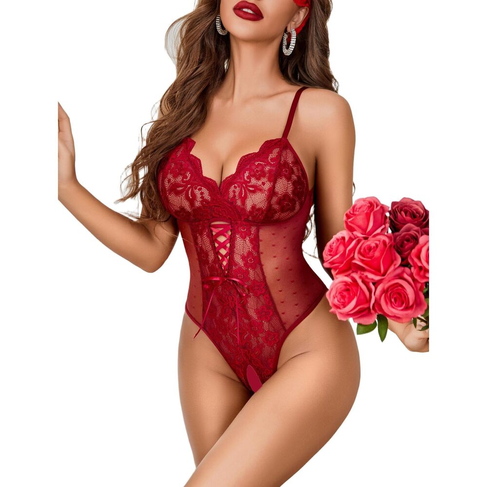 2065 Sexy Lingerie One Piece Lingerie Deep V Teddy Babydoll Sexy Lace